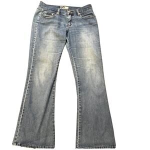 Women's Roxy jeans low rise boot cut Y2K med wash  casual bohemian flare bottom